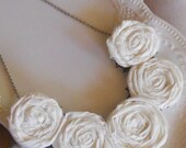 Cream Rosette Bib Necklace
