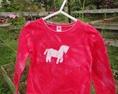 SALE Baby T-Shirt: Red with Batik Horse, Long Sleeves (12-18 months) Ready to Ship