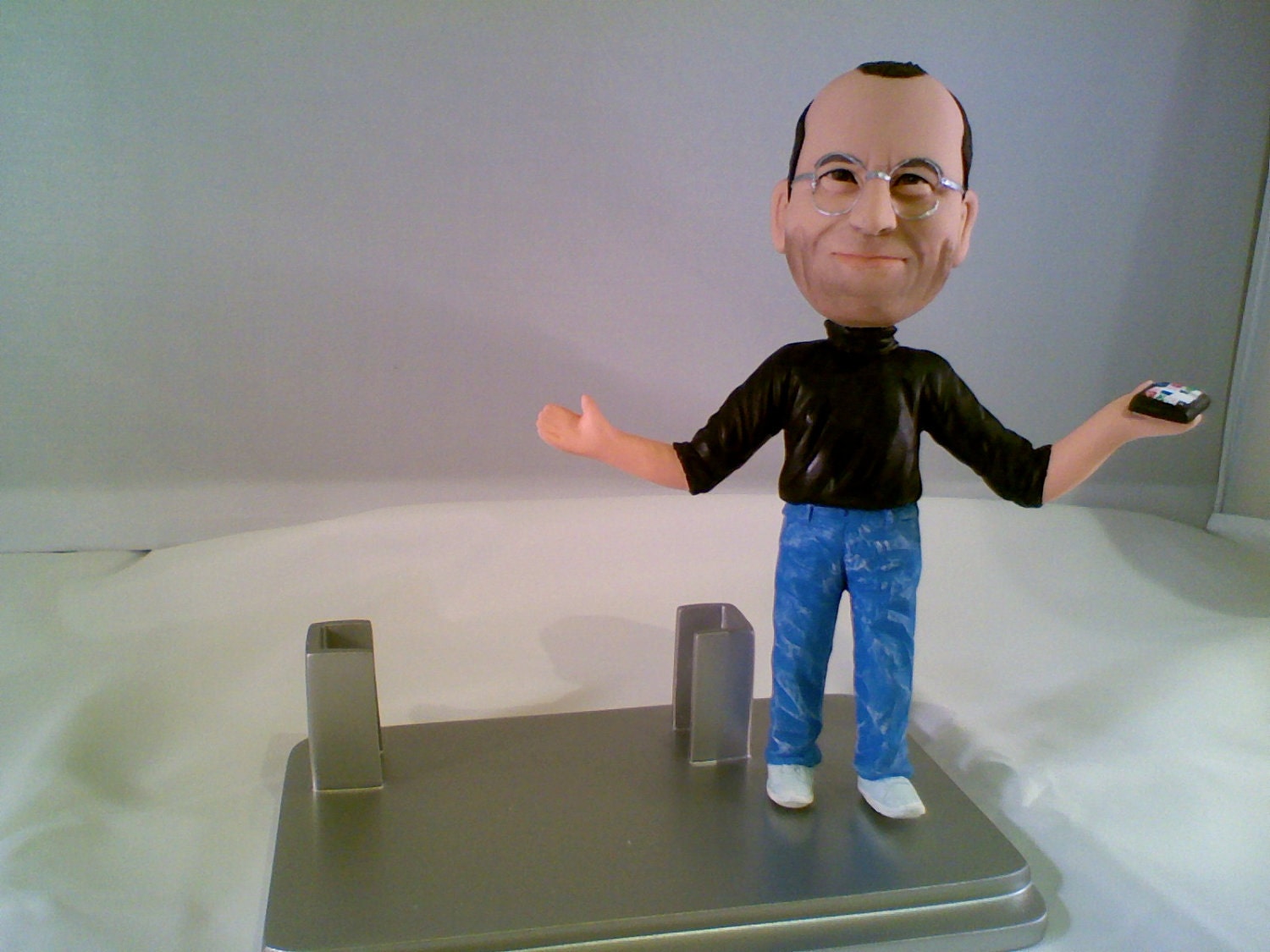 Steve Jobs Figurine Business Card Holder - Handmade ( Free Steve Jobs Biography Book)