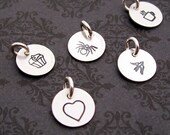 Sterling Silver 3/8" Disc - EWD Extras and Add Ons - Handstamped with SMALL image, Initial, or ONE Greek Letter