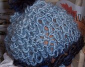Handknitted Baby Boy Hat,  Handpainted Romney wool, size 3 to 6 months