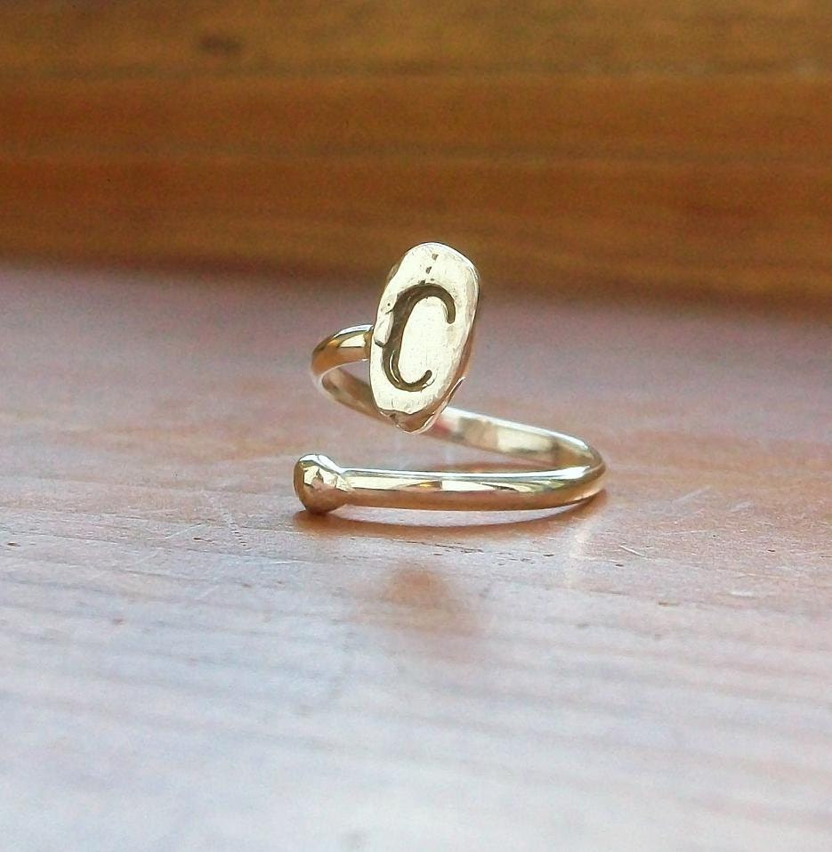 Silver Initial Charm Ring