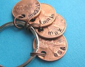 Family Penny Keychain Hand Stamped Established Family Keychain by CandidGrace