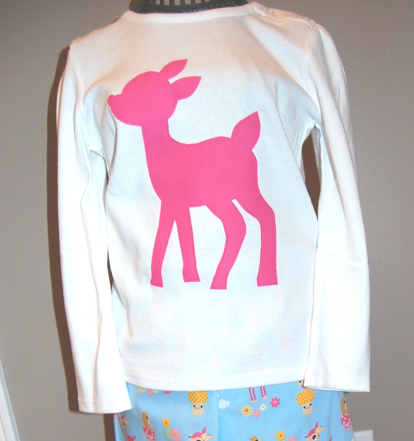 Rudolph Red Nose Reindeer in Hot Pink on White Long Sleeve T Shirt Holiday Seasonal Christmas