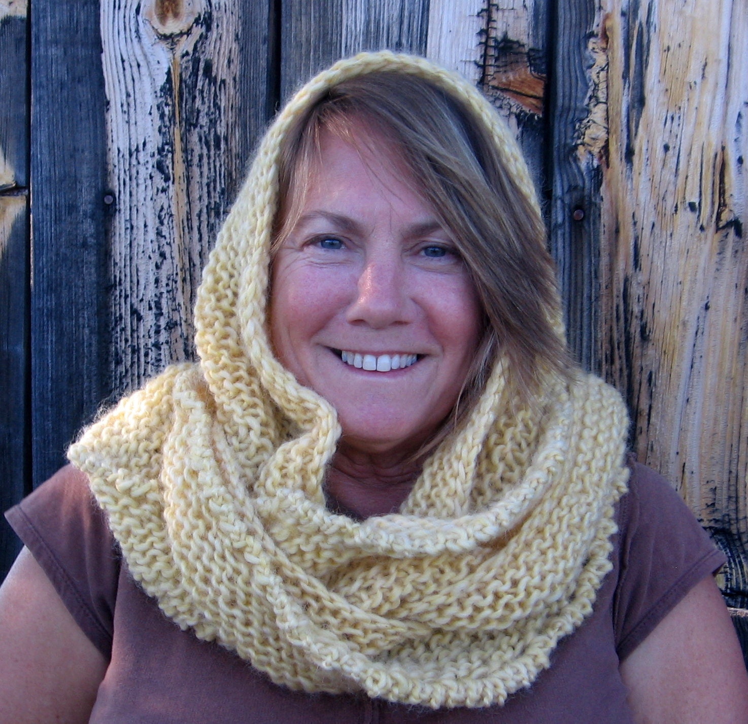 Handknit Yellow Wool Shawl - Wrap - Scarf