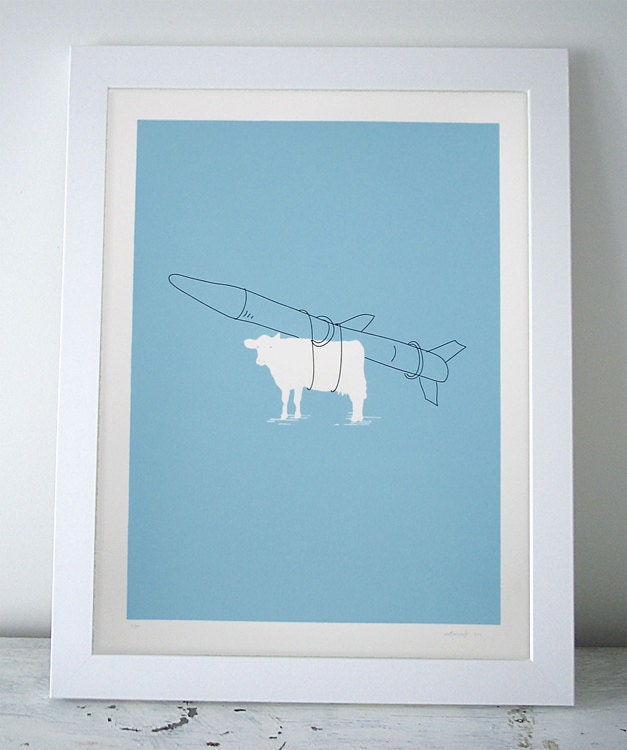 Screenprint - Hand pulled - Limited edition - Cow Launcher