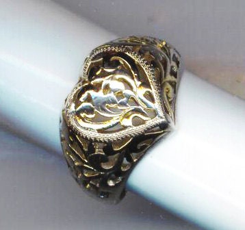 Vintage Sterling Silver Heart Filigree Ring - Loving Heart  by enchantedbeas on Etsy
