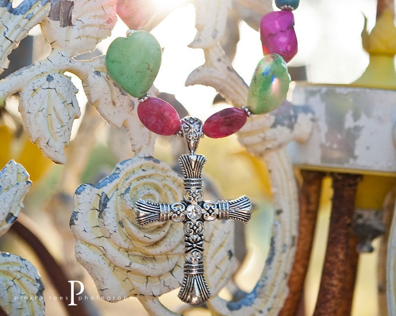 BROOKE'S CHOICE with Vibrant Silver Blinged Cross Necklace