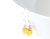 Teeny Tiny . Topaz  Swarovski Crystal Briolettes on Sterling Wires . Dangle Earrings . November Birthstone  B05