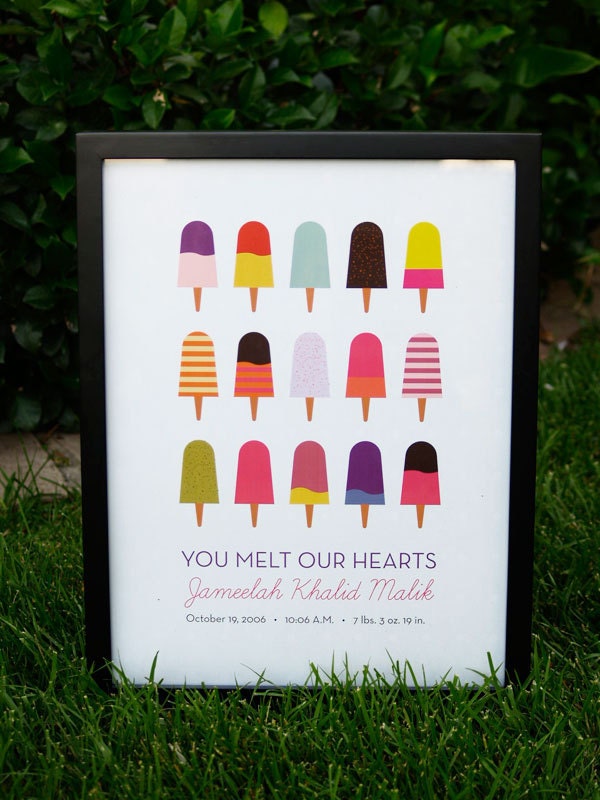 NEW - Birth Date Popsicle Print - Girls