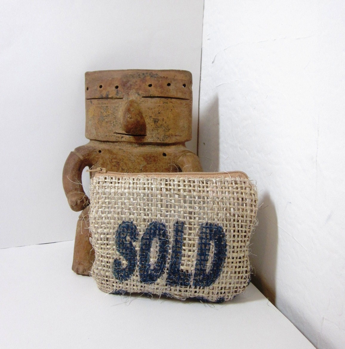 Recycled Burlap Small  Pouch