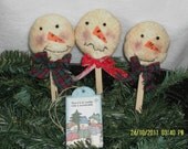 Rustic Primitive Snowman Pop Ornie/ Bowl Filler / Tuck