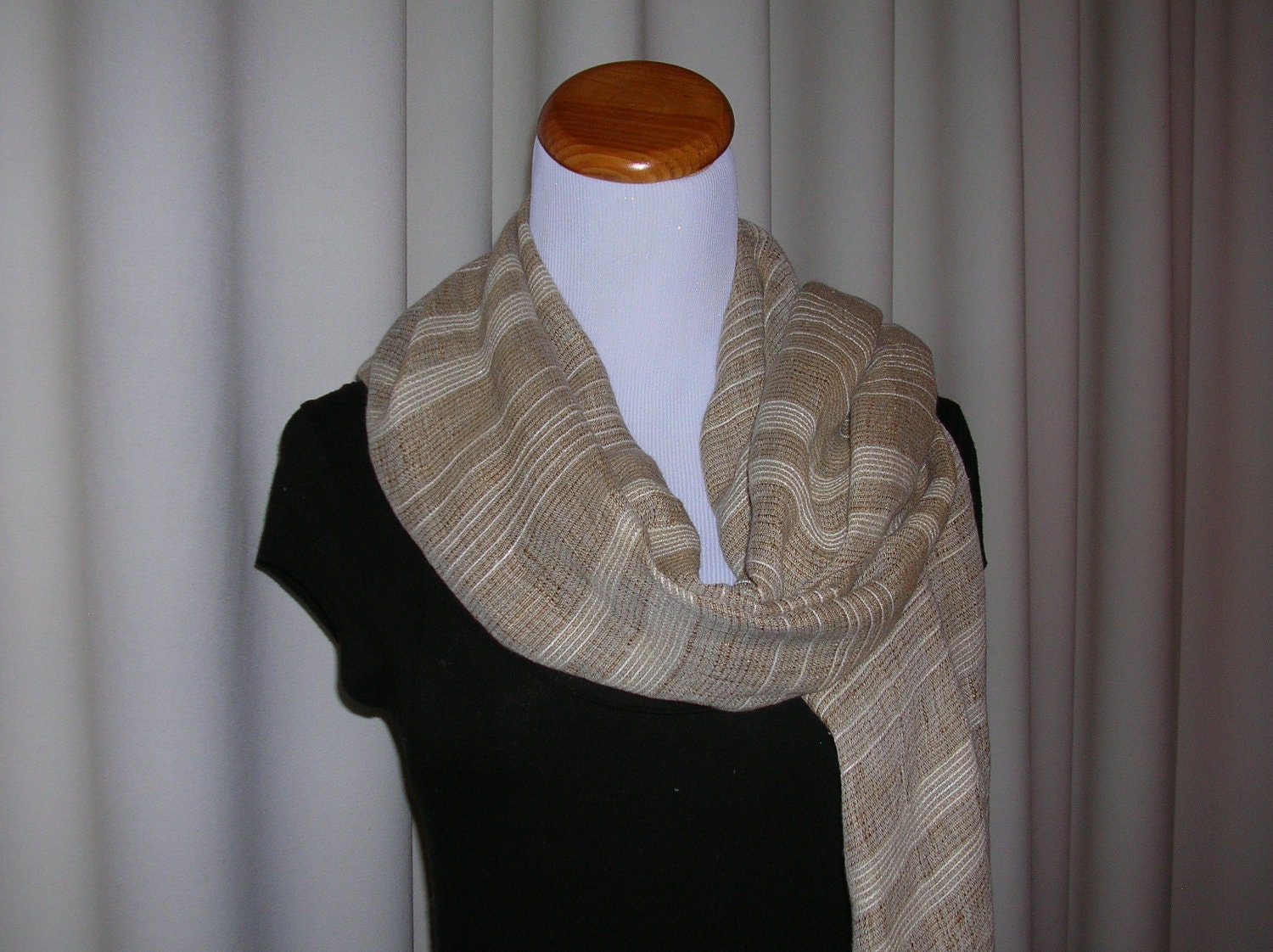Luscious Translucent Linen and Silk Scarf or Shawl- Neutral Color