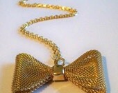 Vintage Gold Bow Tie Necklace