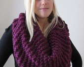 Super Snuggly chunky knit cowl Purple. Mulberry. Plum.