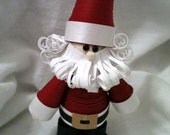 Santa Christmas Ornament Paper Quilled in Crimson Red with Curly Beard