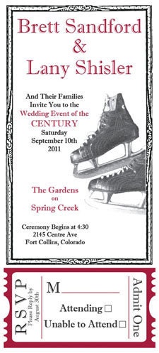Hockey Theme Wedding Invitation Ticket, Vintage and Modern: SAMPLE