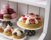 Raspberry Saint Honore Gateau - Dollhouse Miniature in 1/12 Scale - Classic French Cakes