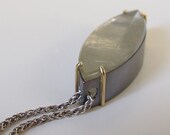 Green Quartz Marquis Talisman Pendant no.14 Oxidized Silver 18k