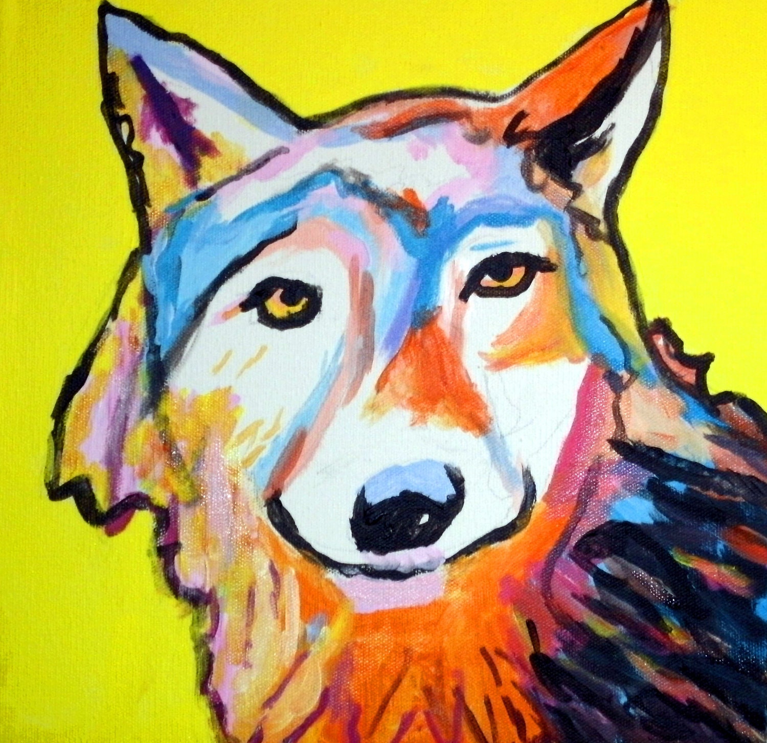 a nice wolf painting 12X12 inch
