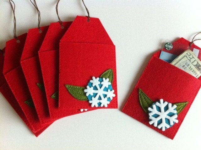 SALE--Christmas Tree Gift Card Holders (Ornament Tags Set of 6)