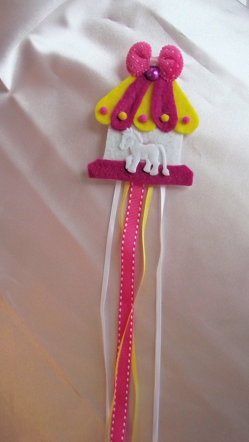 Yellow, Deep Pink & White Carousel Hair Clip and Pin