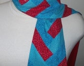 FREE SHIPPING///Crimson Red and Turquoise Blue Reversible Scarf by ps Blessed///Friendship Braid