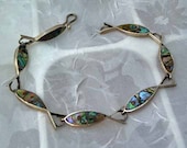 Vintage Mexican Sterling and Abalone Bracelet