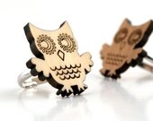 Bamboo Owl Ring Blonde Wood Adjustable Size