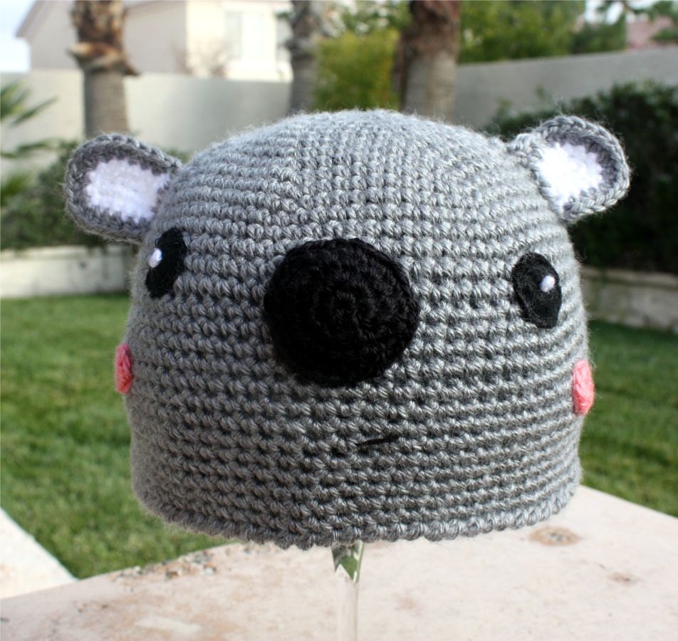 Koala Bear Hat : Tolee -ish Kawaii  Cute Japanese -ish Handmade Crochet Beanie Hat