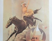 Vintage Circus Poster, Cirque Molier, Woman White Hair Whip Riding Black Horse, Lions Tamer, Print, Jack Rennert, Printed In America - KingPaper Vintage Circus Poster, Cirque Molier, Woman White Hair Whip Riding Black Horse, Lions Tamer, Print, Jack Rennert, Printed In America - KingPaper