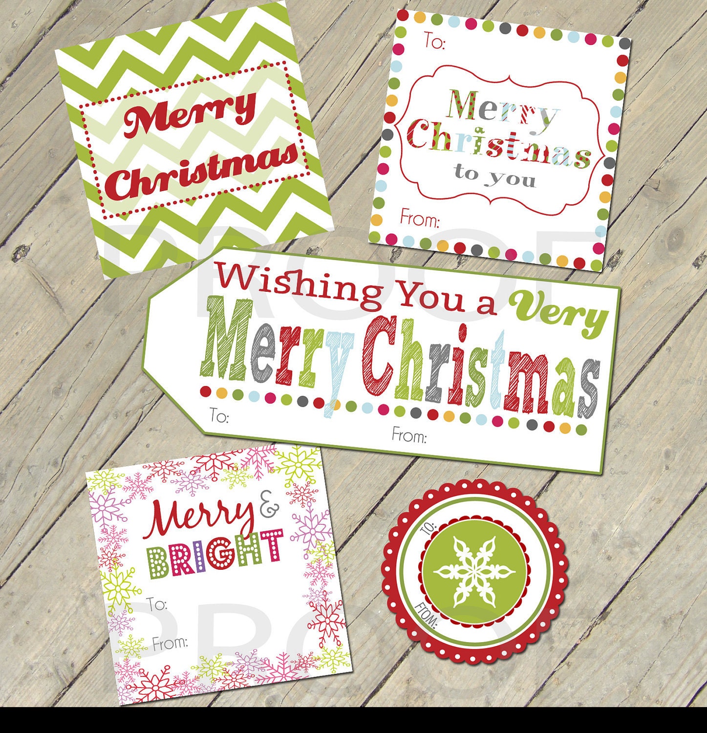 Printable Gift Tags - Colorful Christmas