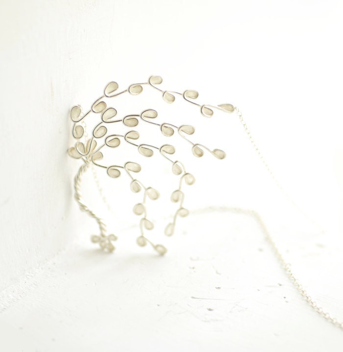 Sterling Silver Tree Necklace Jewelry, Winter Snow White, Windswept, Artisan Wearable Art.... - TaylorsEclectic
