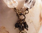 Necklace of the Dreamer - Quartz Crystals and brass - Wiccan