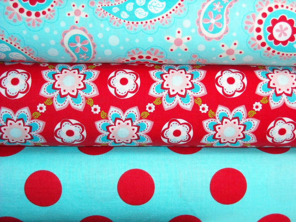 Sugar and Spice Fabric 3 Yard Combo Red and Aqua from Riley Blake Designs New