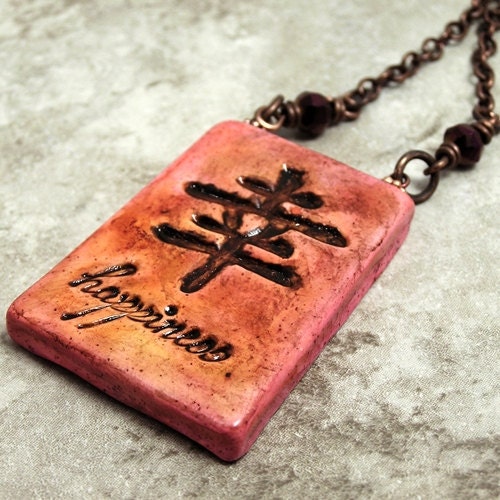 SALE Asian Inspired Polymer Clay and Copper Necklace