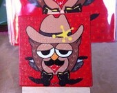 Cowboy Abe. 3x3 mini canvas on easel.