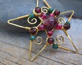 E&A Filigree Snowstar Pendant - Ruby and Gold ... Wire Wrapped Ornate Star