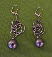 Gray Glass Pearl Earrings
