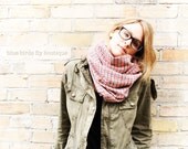 Circle Scarf - Red Black Grey and Cream plaid.  Infinity scarf, loop scarf, eternity scarf, hipster, tube scarf