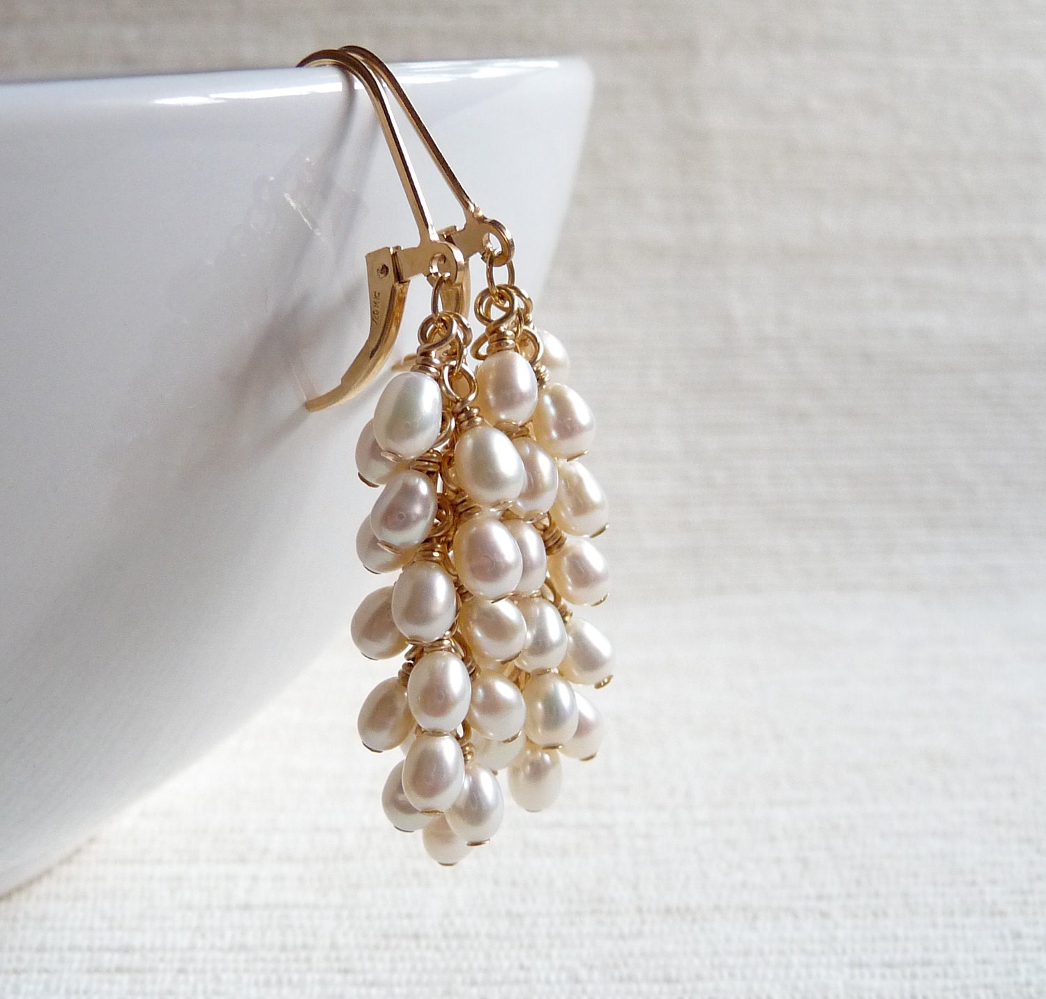 ON VACATION/MOVING - Pearl Clusters - Fresh Water Pearls and 14k Gold Filled Cluster Earrings