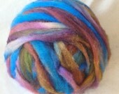 8 oz 100% Hand Dyed, Crazy Ball, Shetland,  Merino,  wool roving