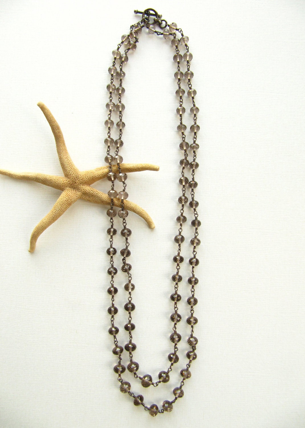 Contemporary Long Wire Wrapped Necklace Smokey Quartz - mylenefoster