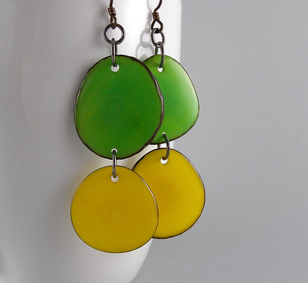 Lemon and Lime Tagua Nut Eco Friendly Earrings with Free Shipping