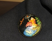 Vintage Hand Painted Broach Asian Design