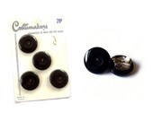 Black Button Earrings Jewelry, Shiny Noir Vintage Notions by Everyday Bohemian on Etsy.