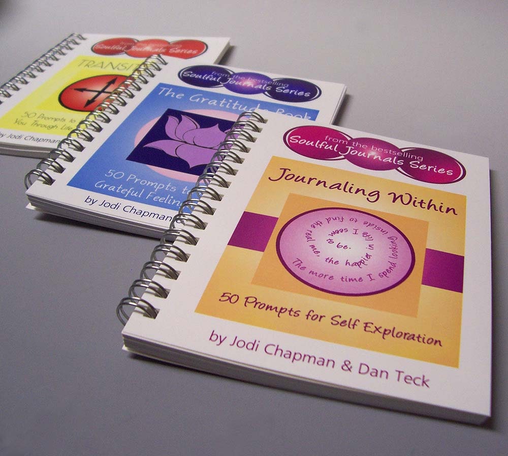 Your Choice of Any 5 Soulful Journals - Writing Prompt Journals - Large Size - Quantity Discount - No Shipping Charge