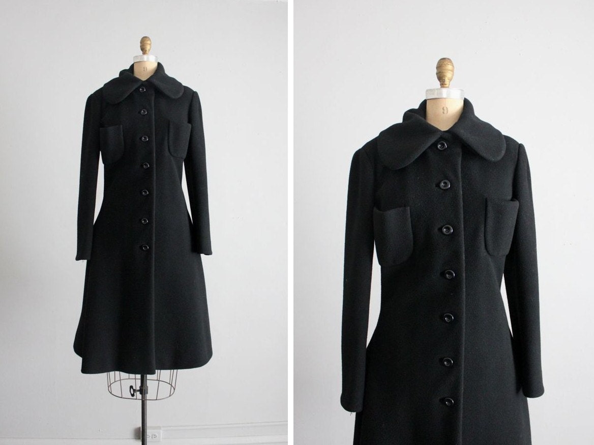 1970s vintage Geoffrey Beene black wool coat