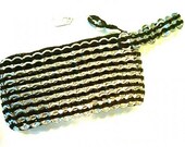Soda Pop Tab CLUTCH Wristlet Handmade Handcrafted Sustainable Gift  Olive Green Silver Bag luxboheme