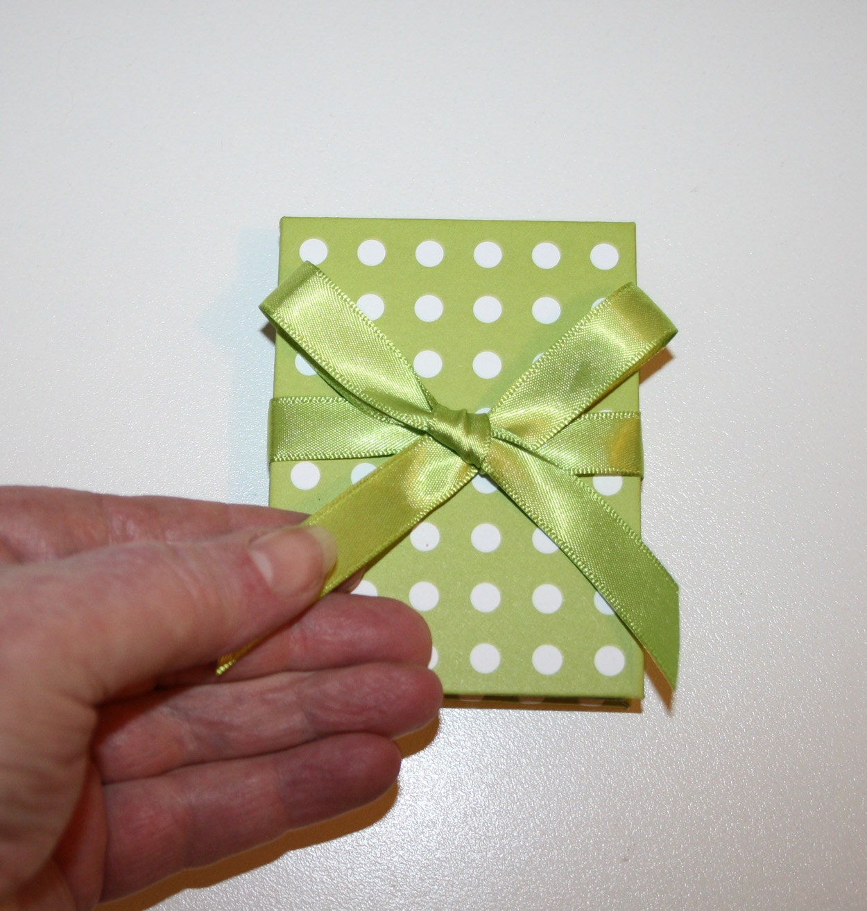 Brag Book Photo Album - Accordion - Mini wallet size - Green with white polka dots